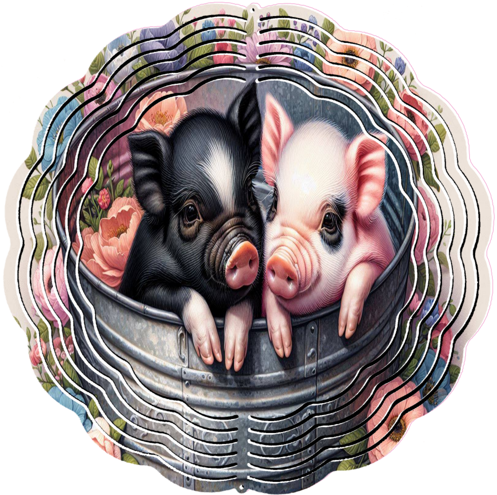 2 pigs in a pail wind spinner