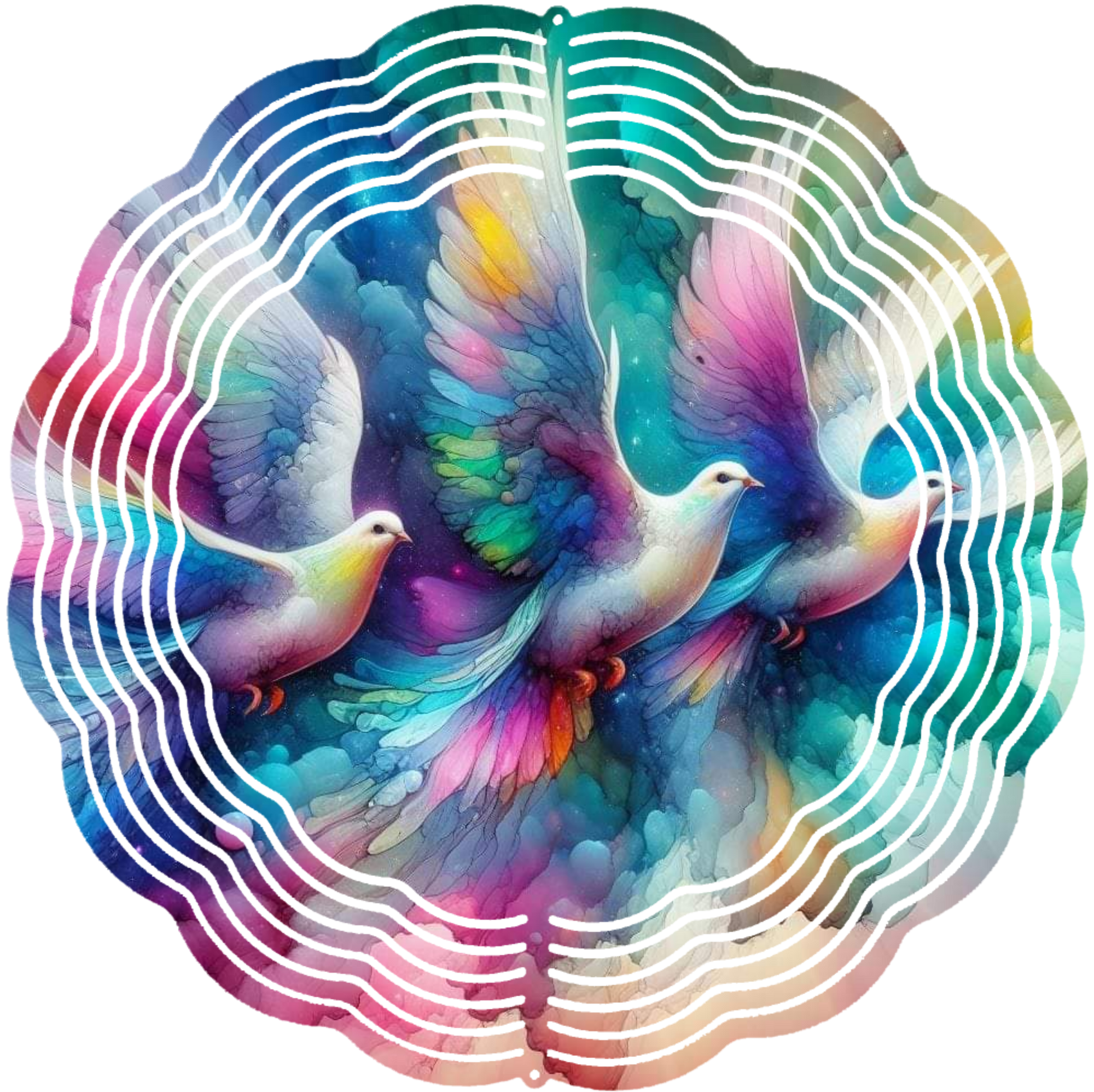 3 flying doves wind spinner