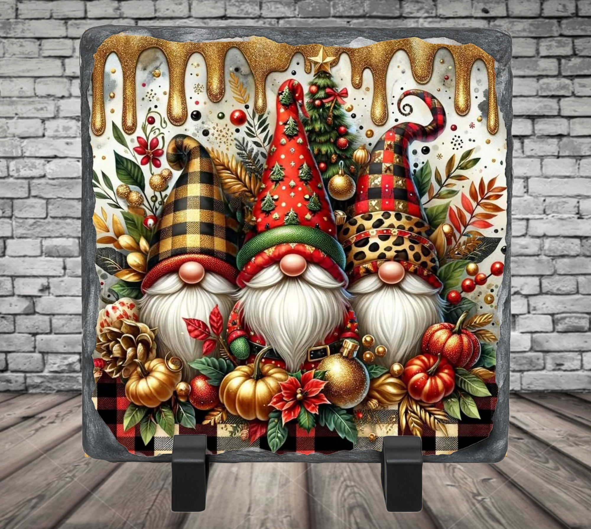 3 fall gnomes photo slate