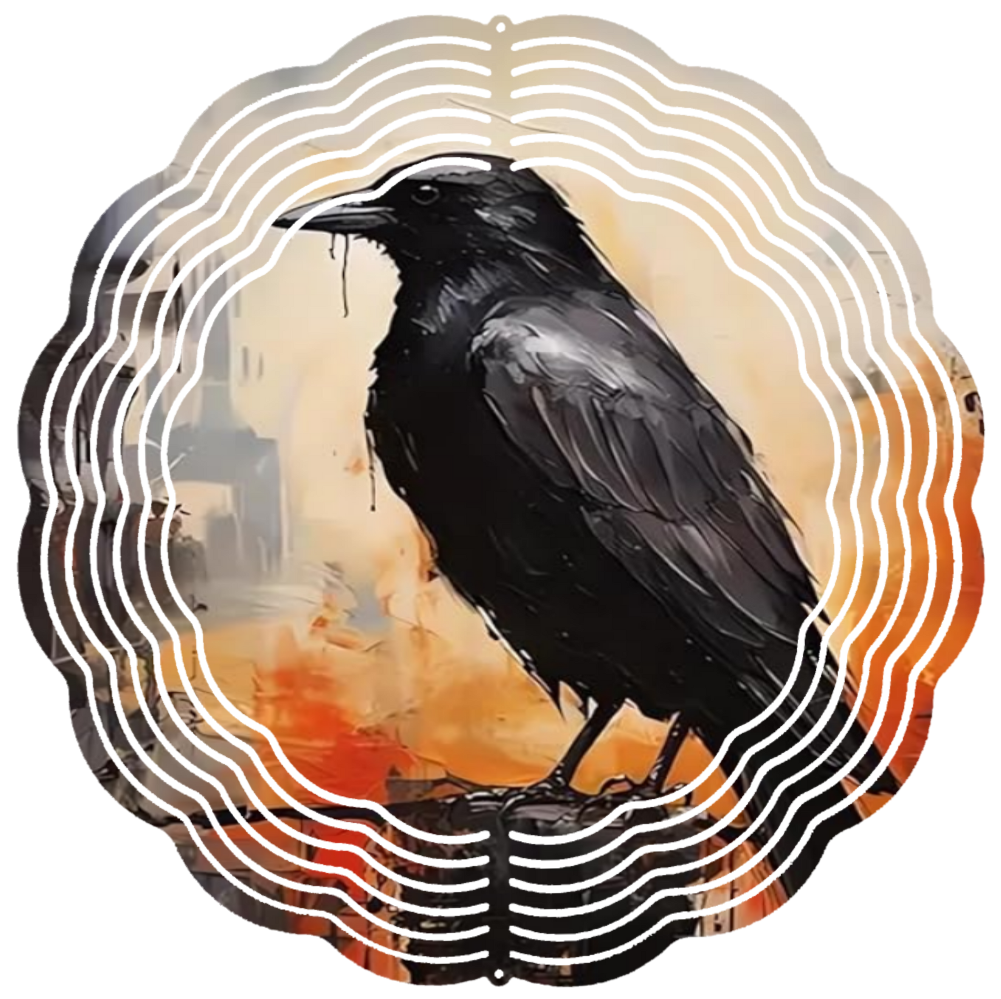 black crow watercolor print wind spinner