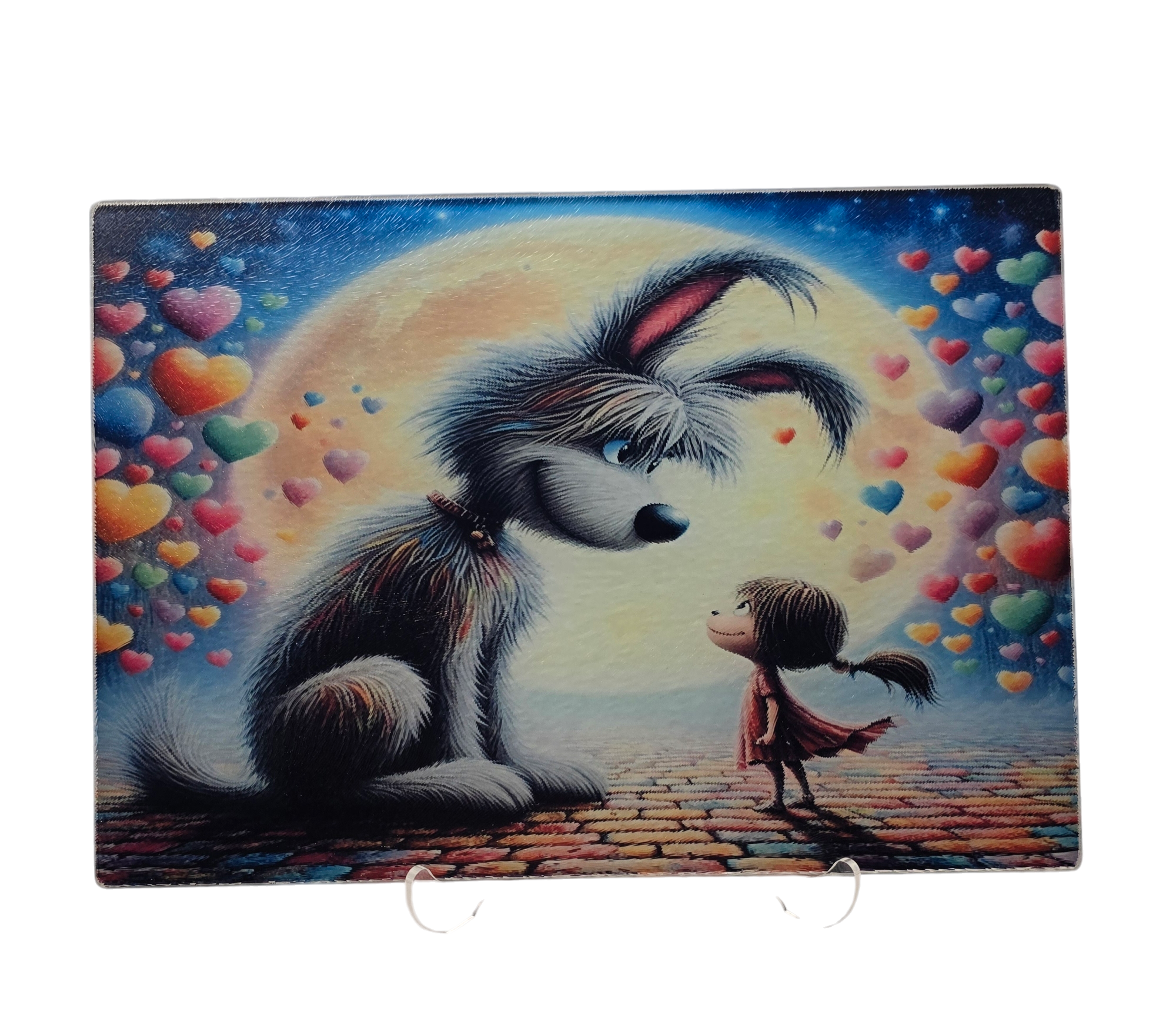 large furry dog with girl