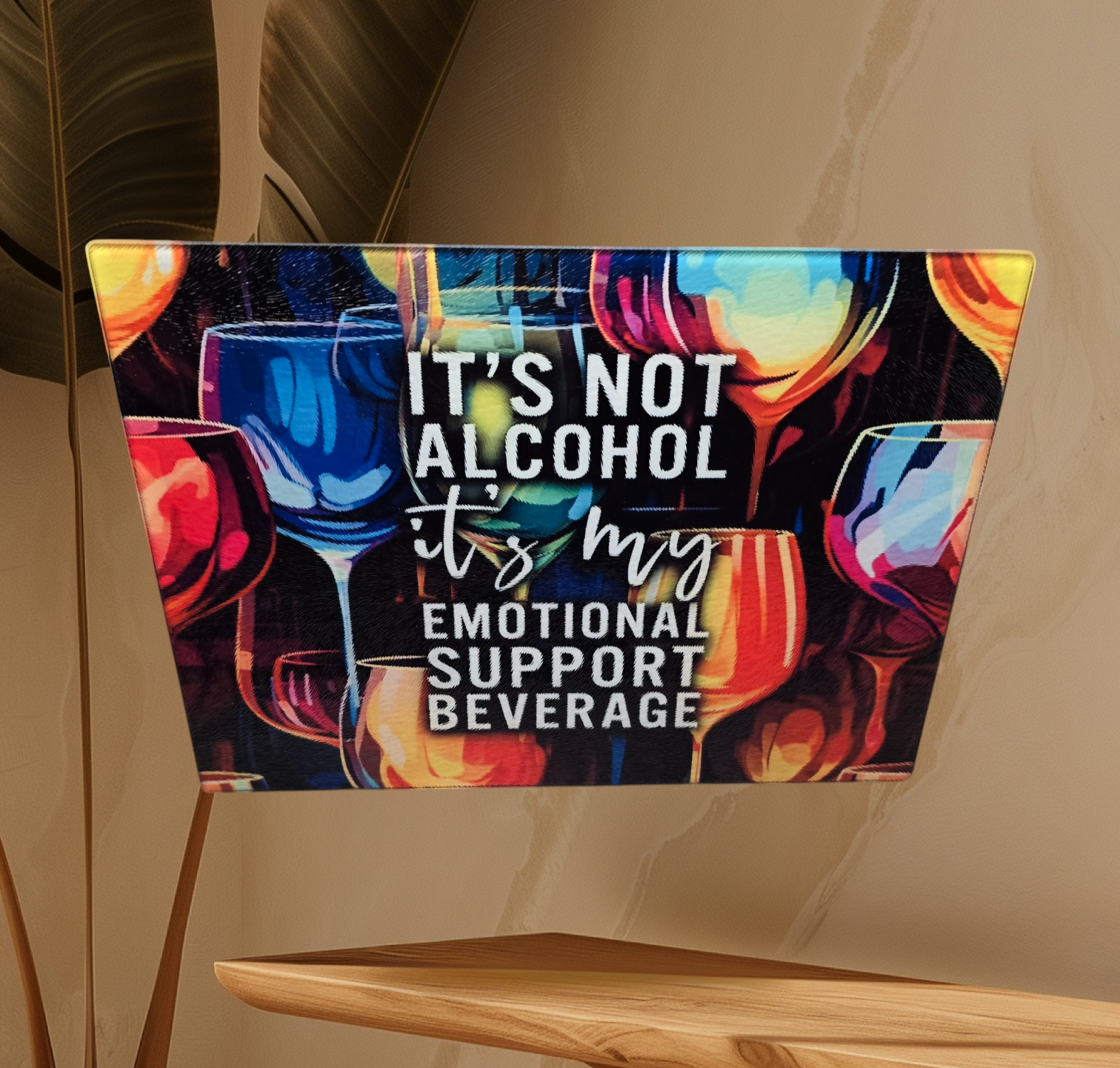 Emotional alcohol support glass cutting board