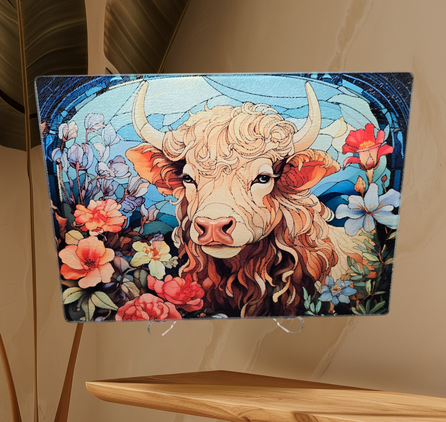 Scottish Coo in Flowers Plaque
