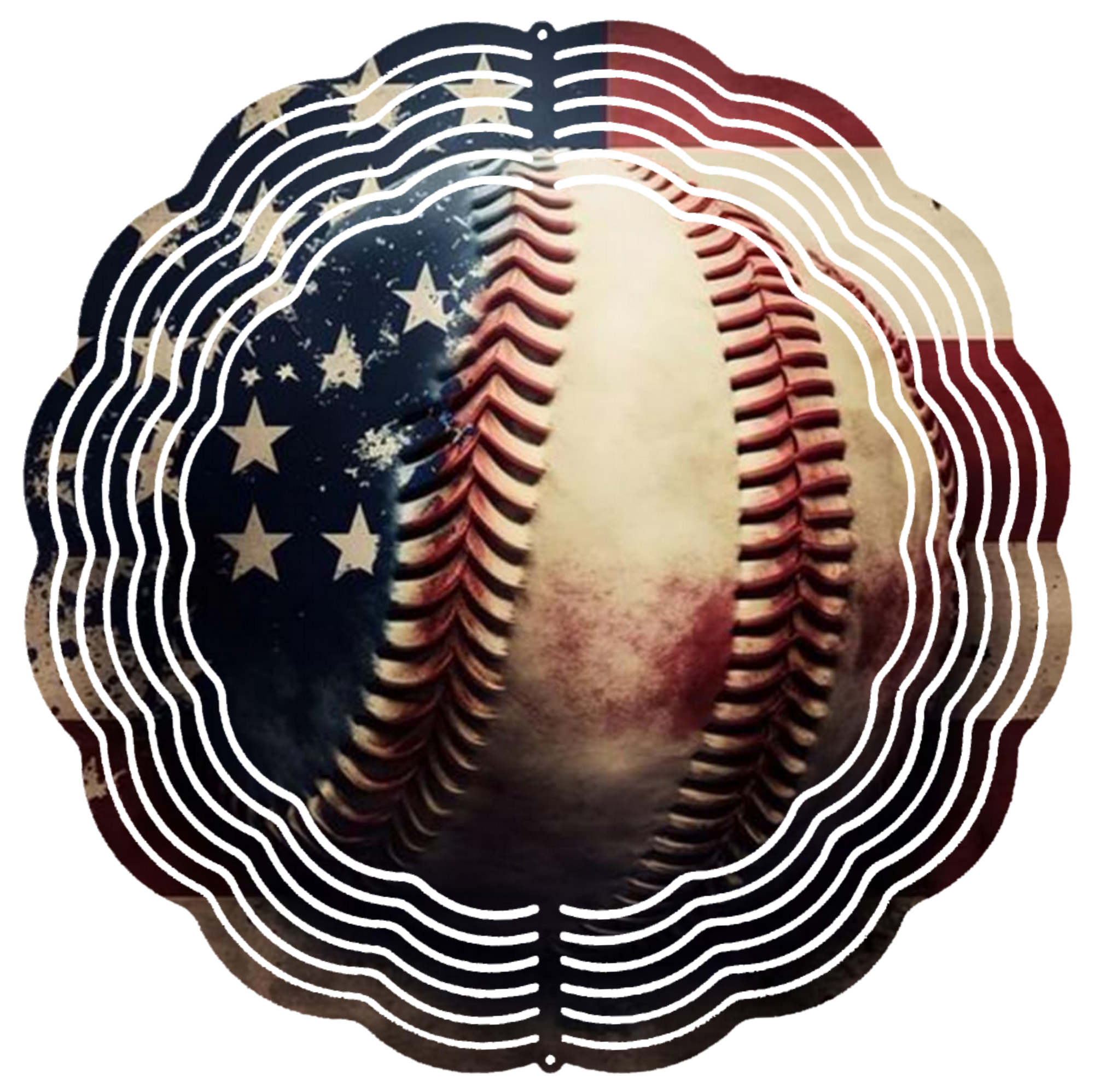 red white and blue baseball wind spinner