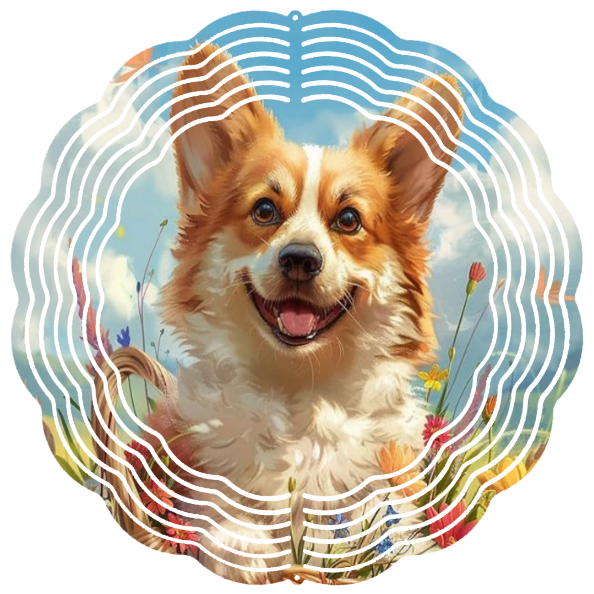 Smiling corgi wind spinner