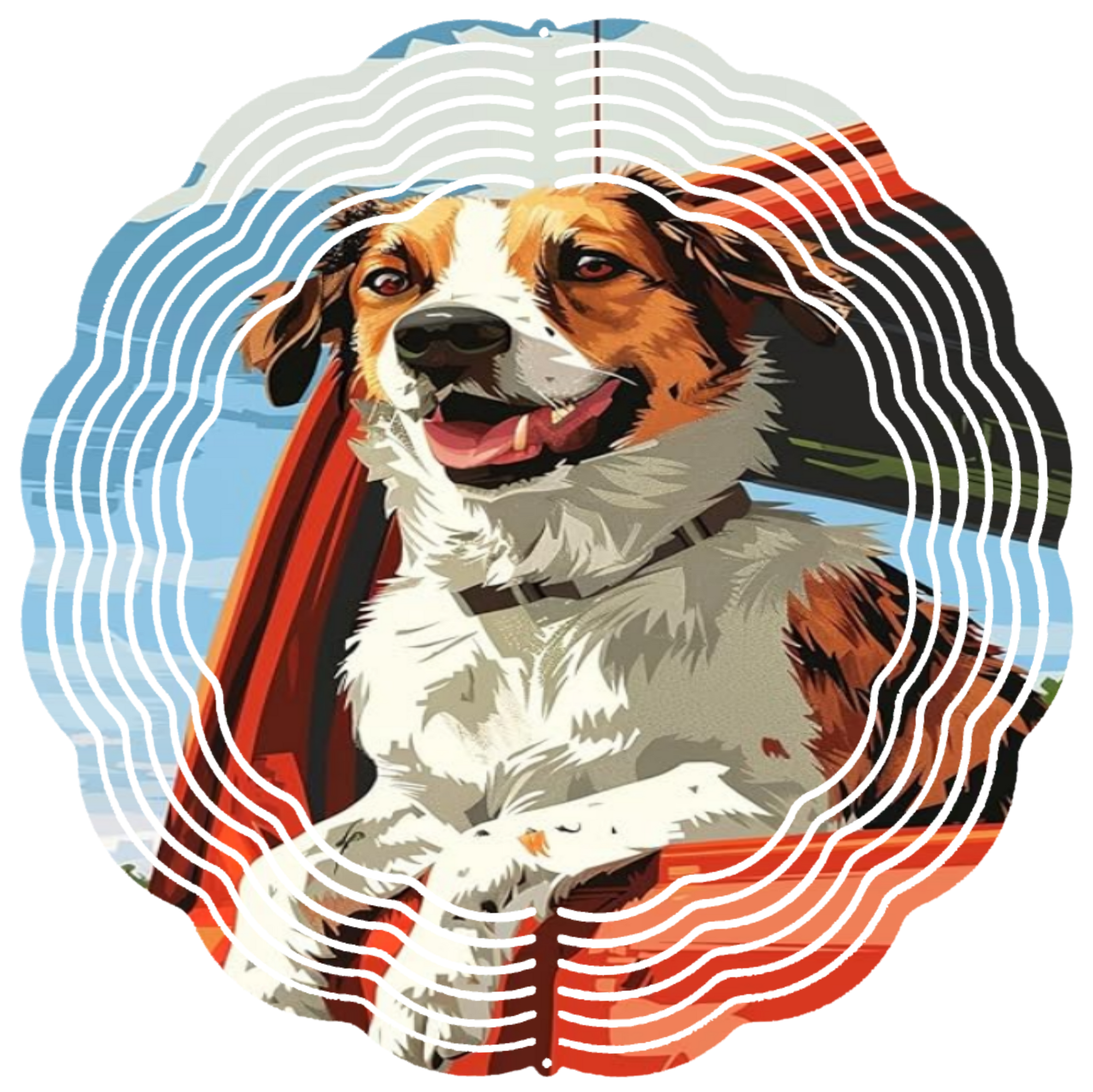 dog out for a truck ride wind spinner