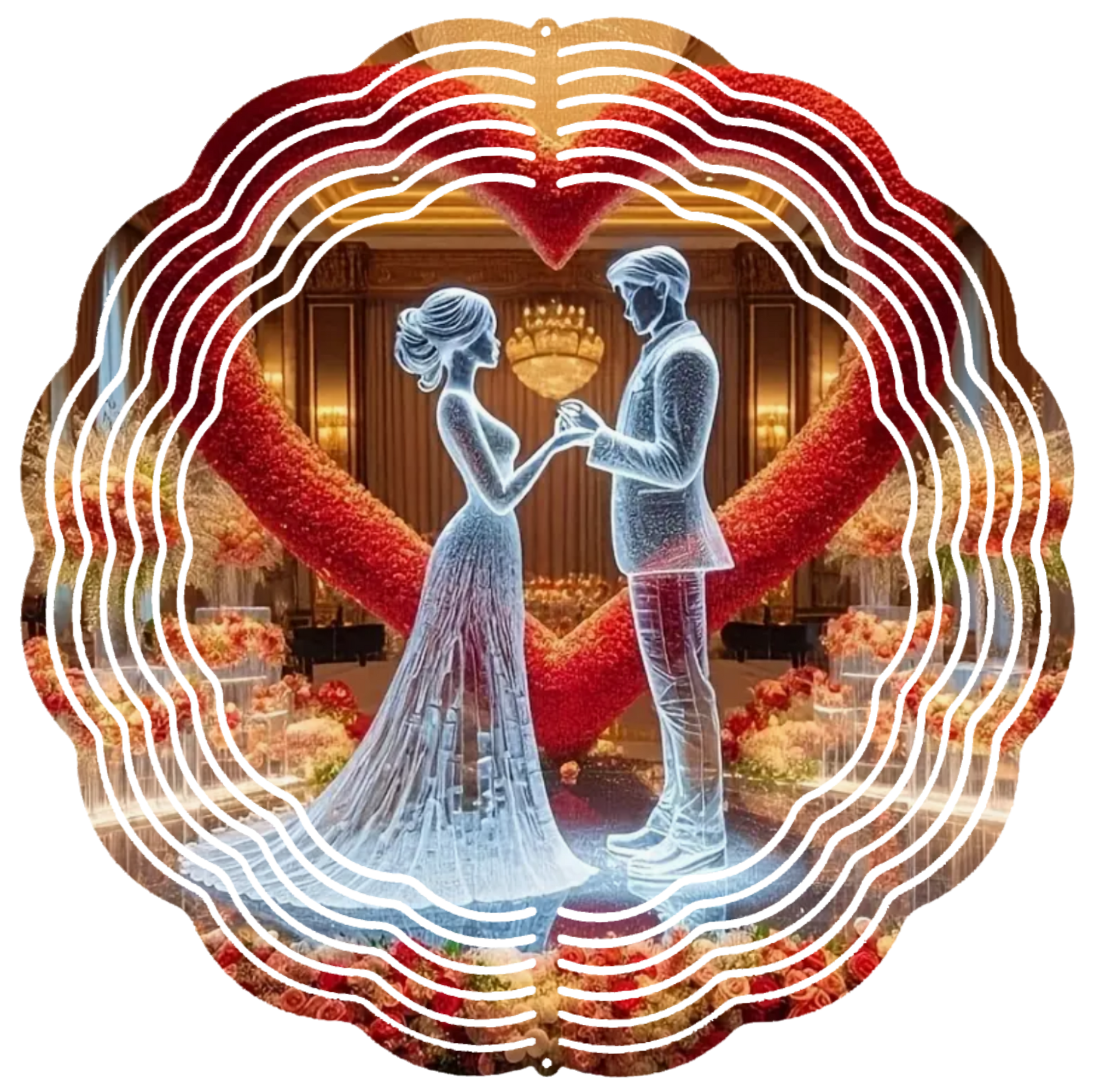 hologram couple with heart wind spinner