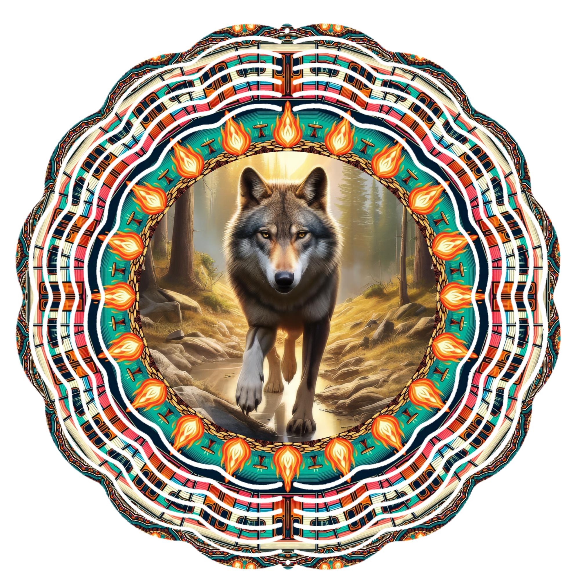 10" Wolf Walking in the Forest Wind Spinner
