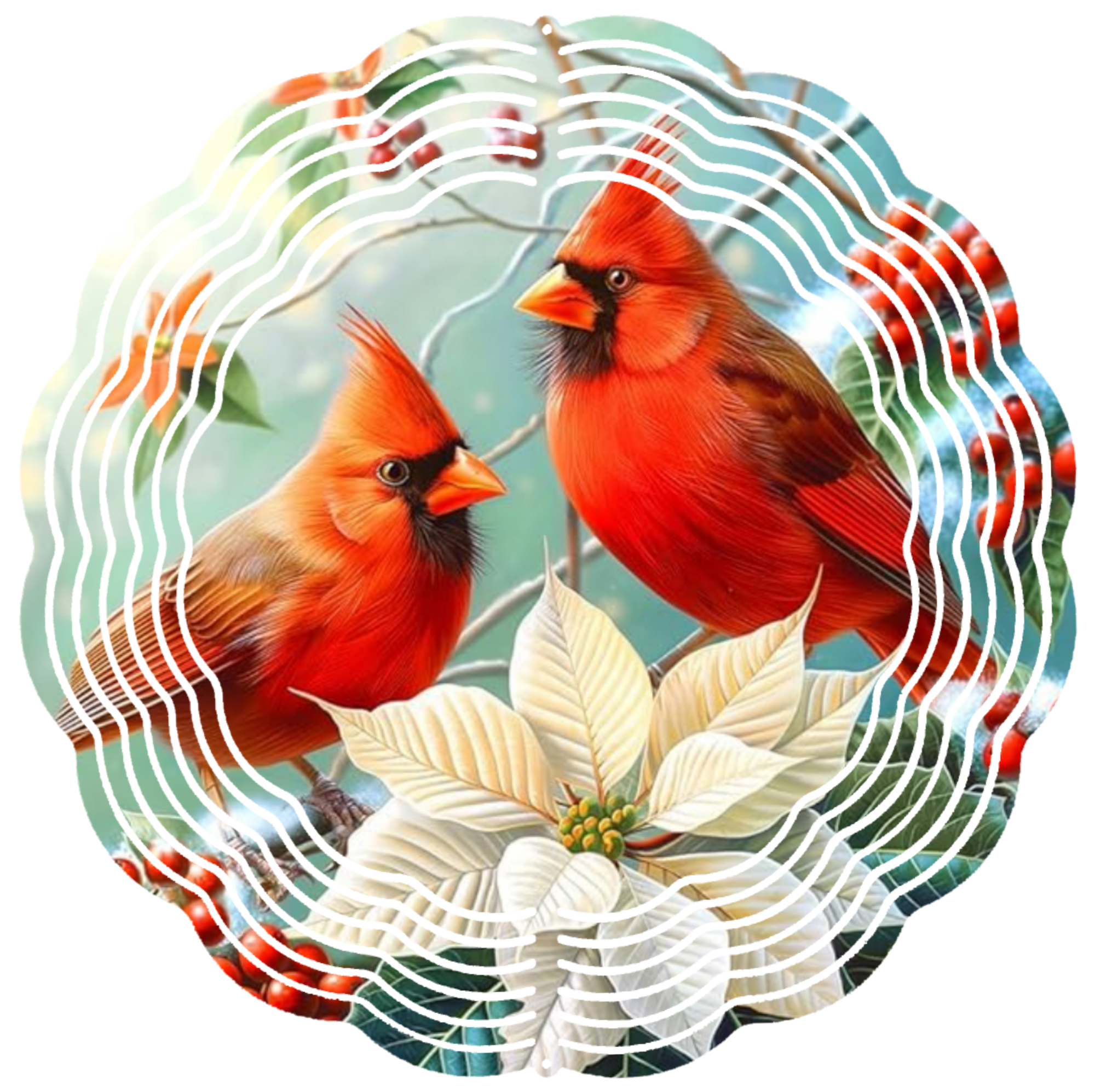 2 cardinals wind spinner