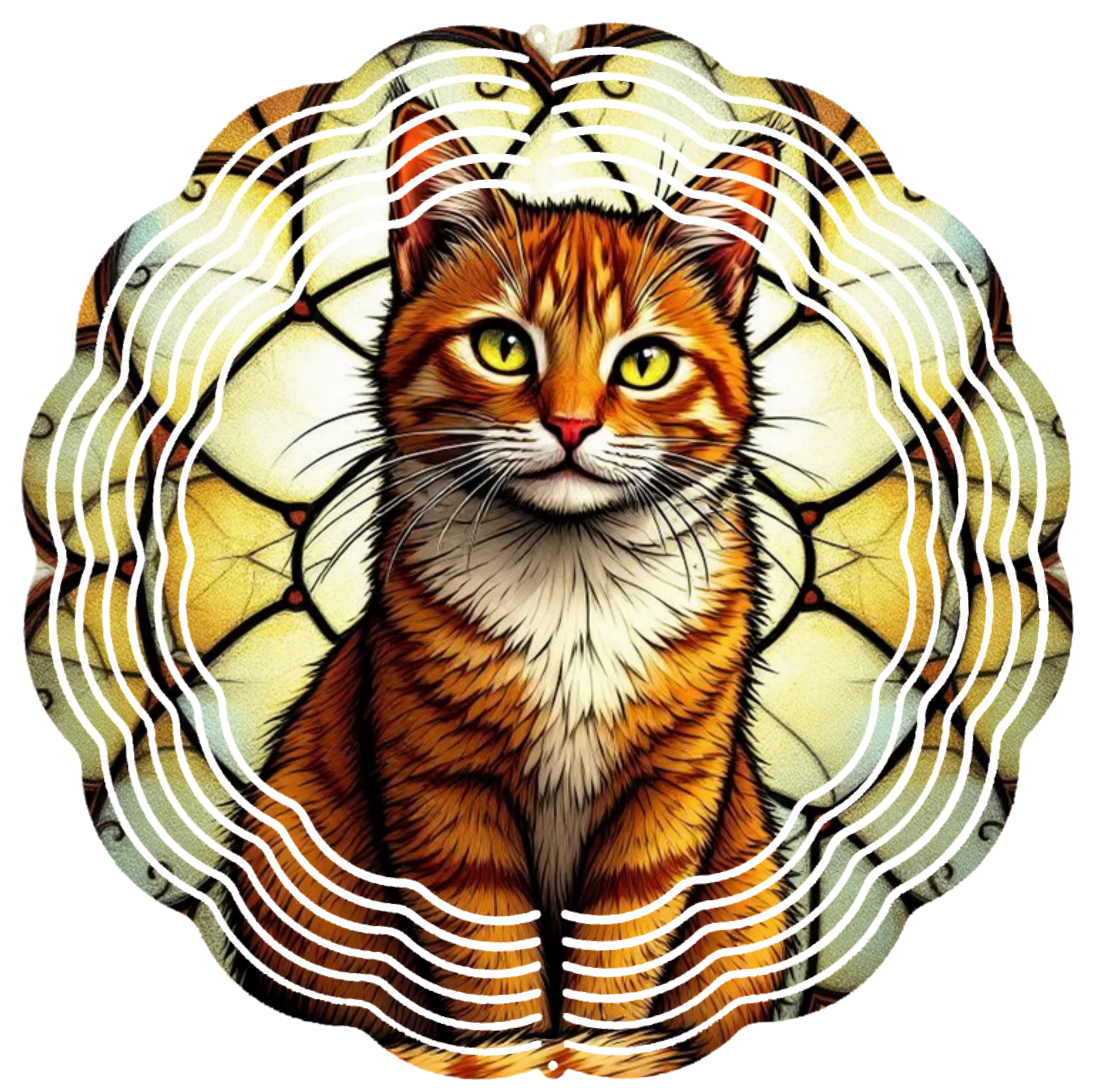 orange and white cat wind spinner
