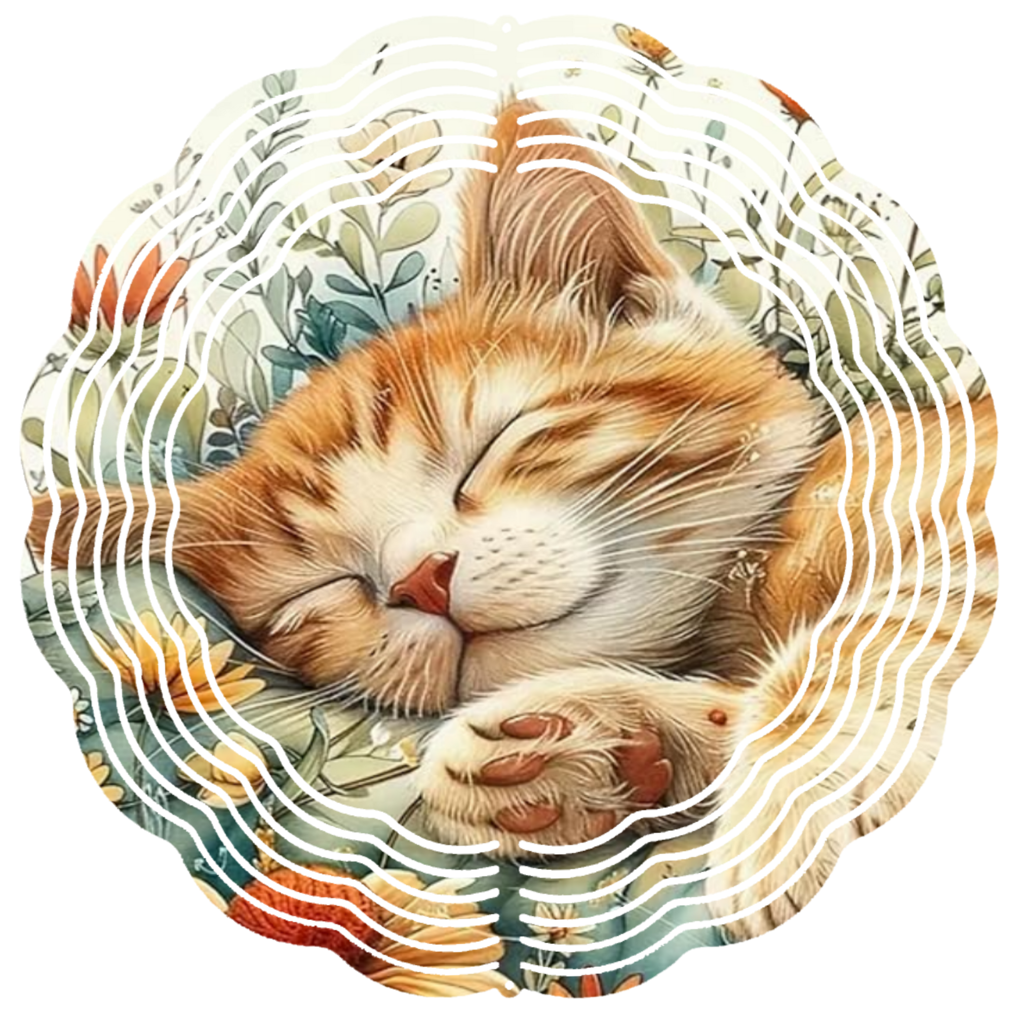 sleeping cat wind spinner