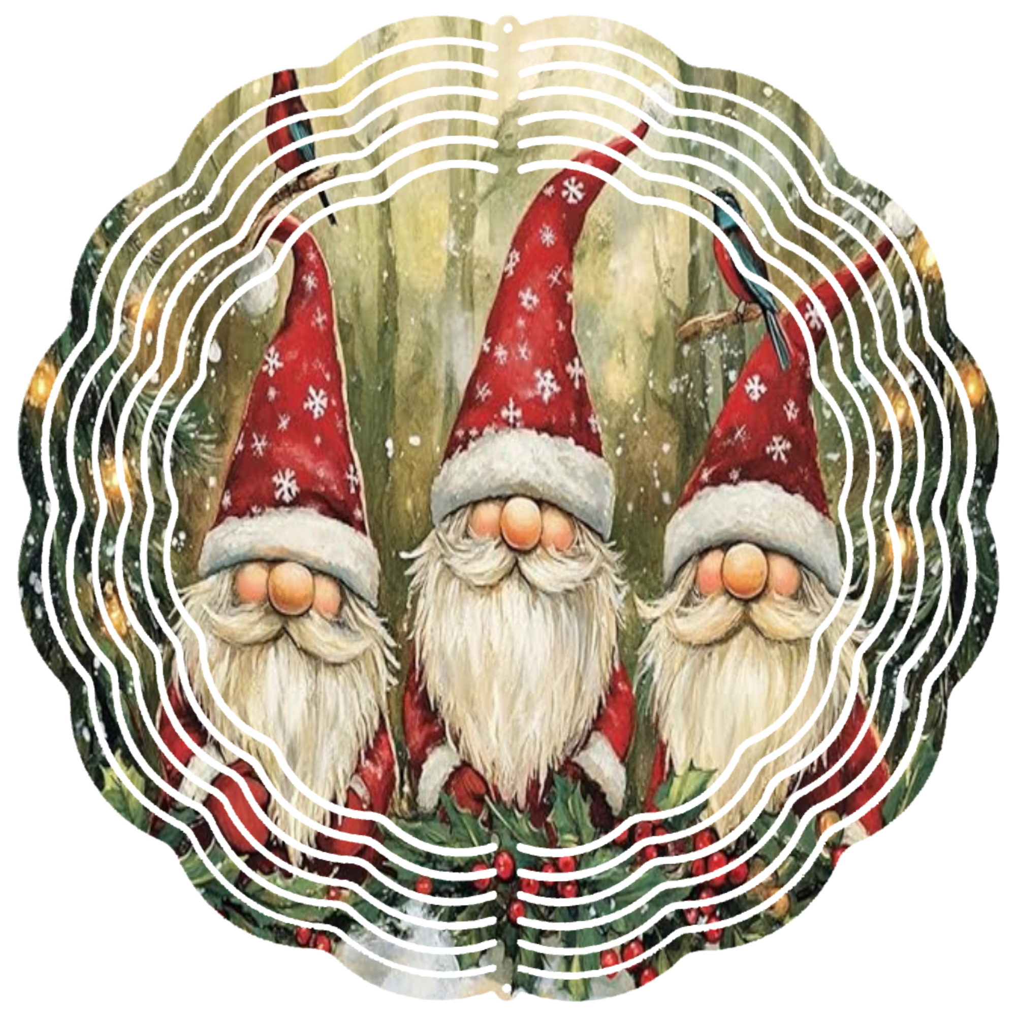 3 Christmas gnomes wind spinners