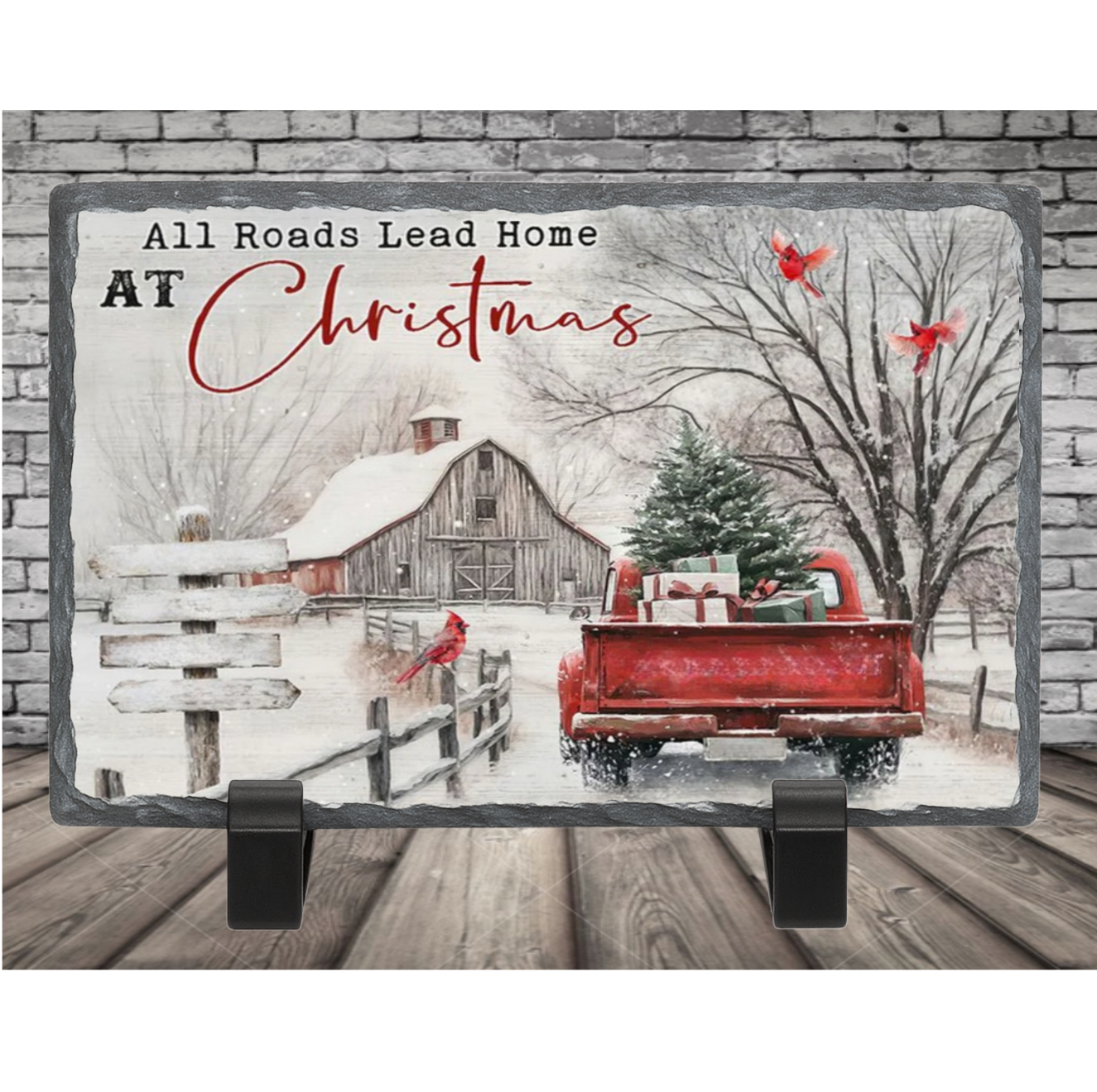 All roads at christmas photo slate