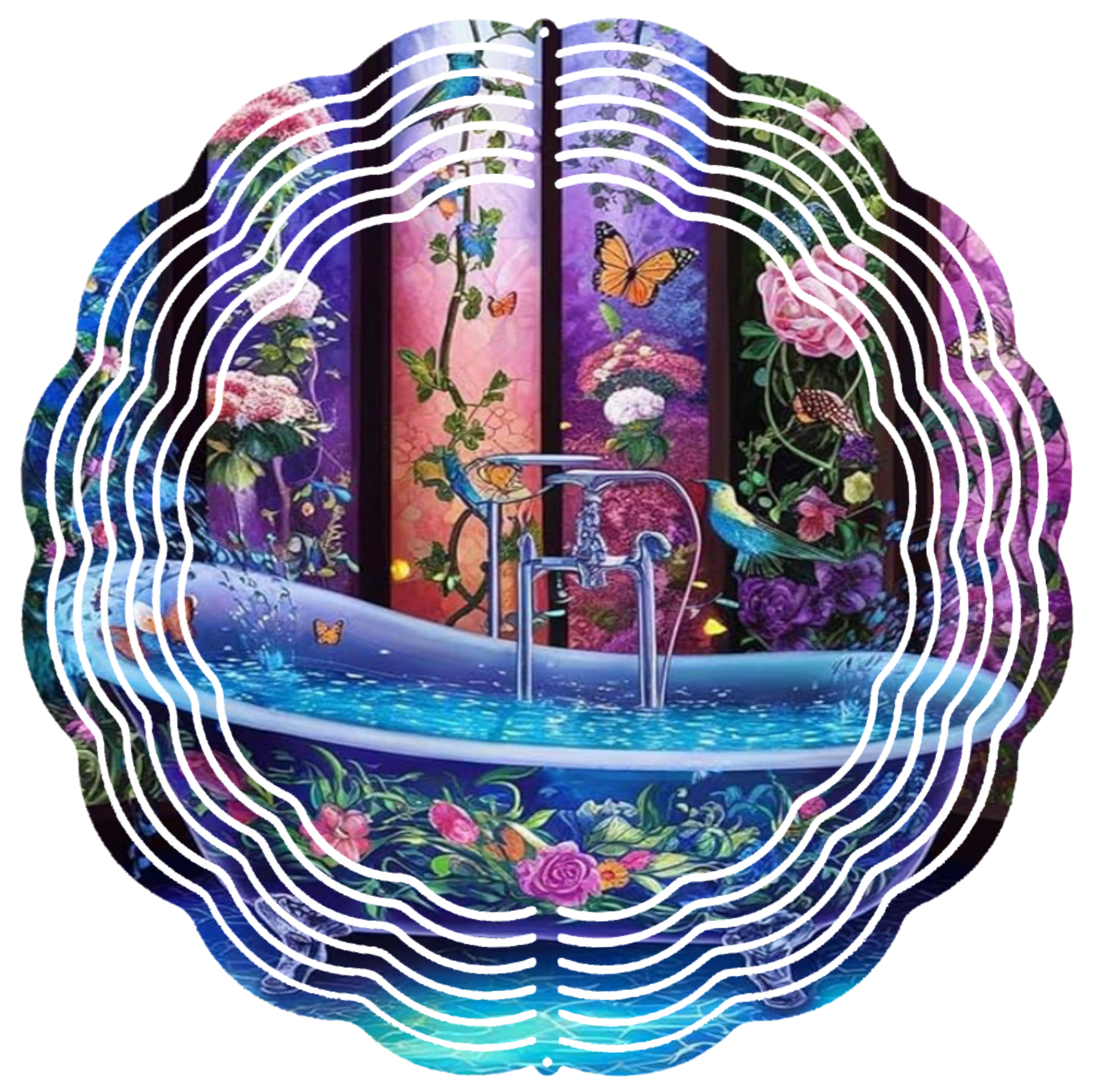 colorful clawfoot bathtub wind spinner