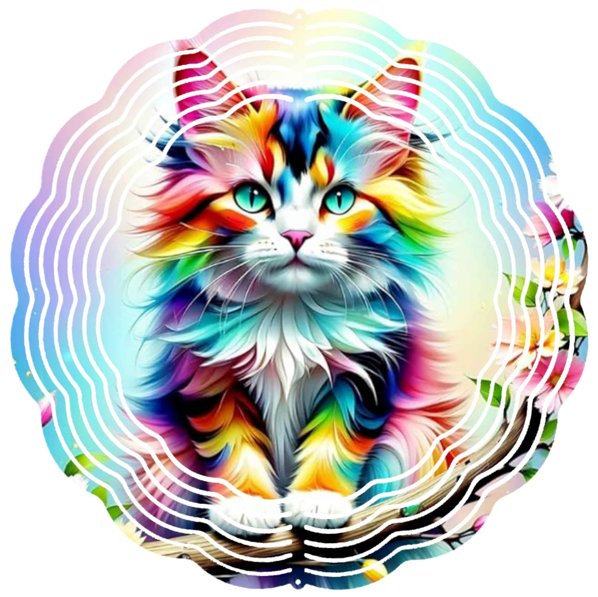 multi colored cat wind spinner