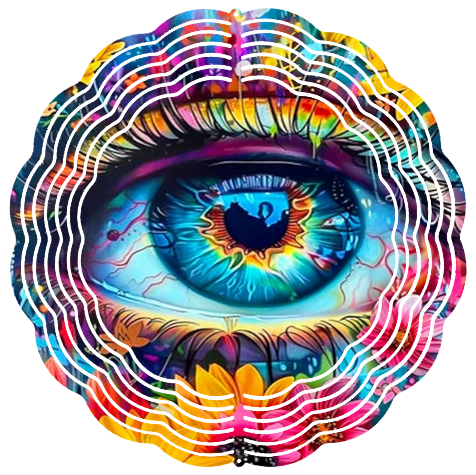 colored flower eyeball wind spinner