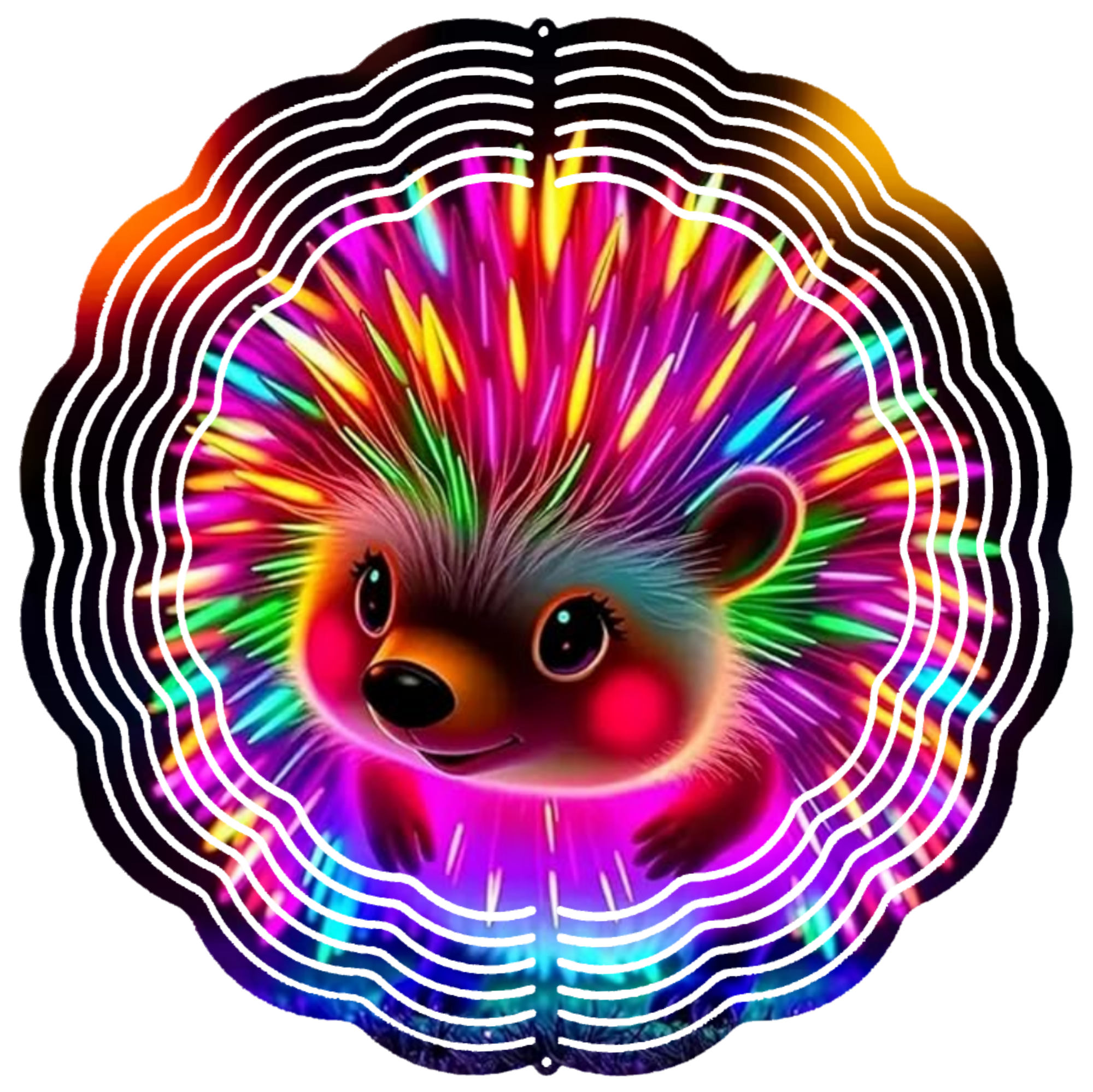 neon hedgehog wind spinner