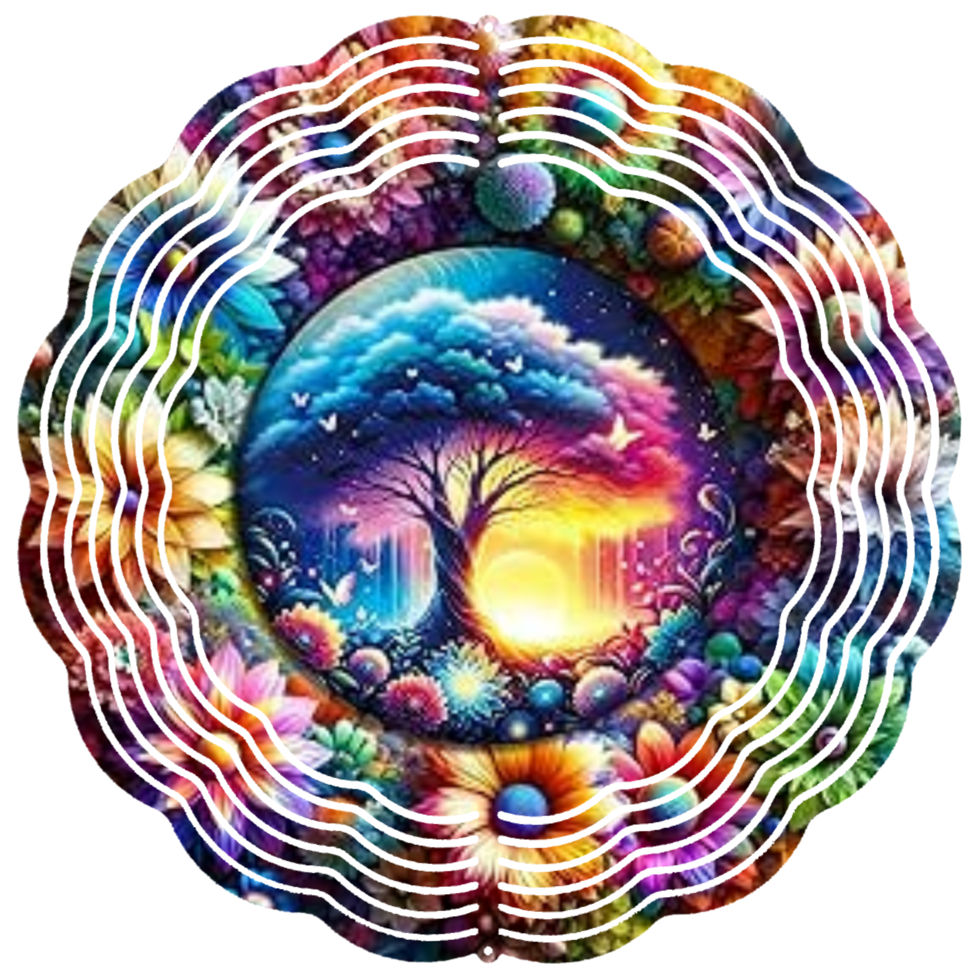 colored tree of life wind spinner