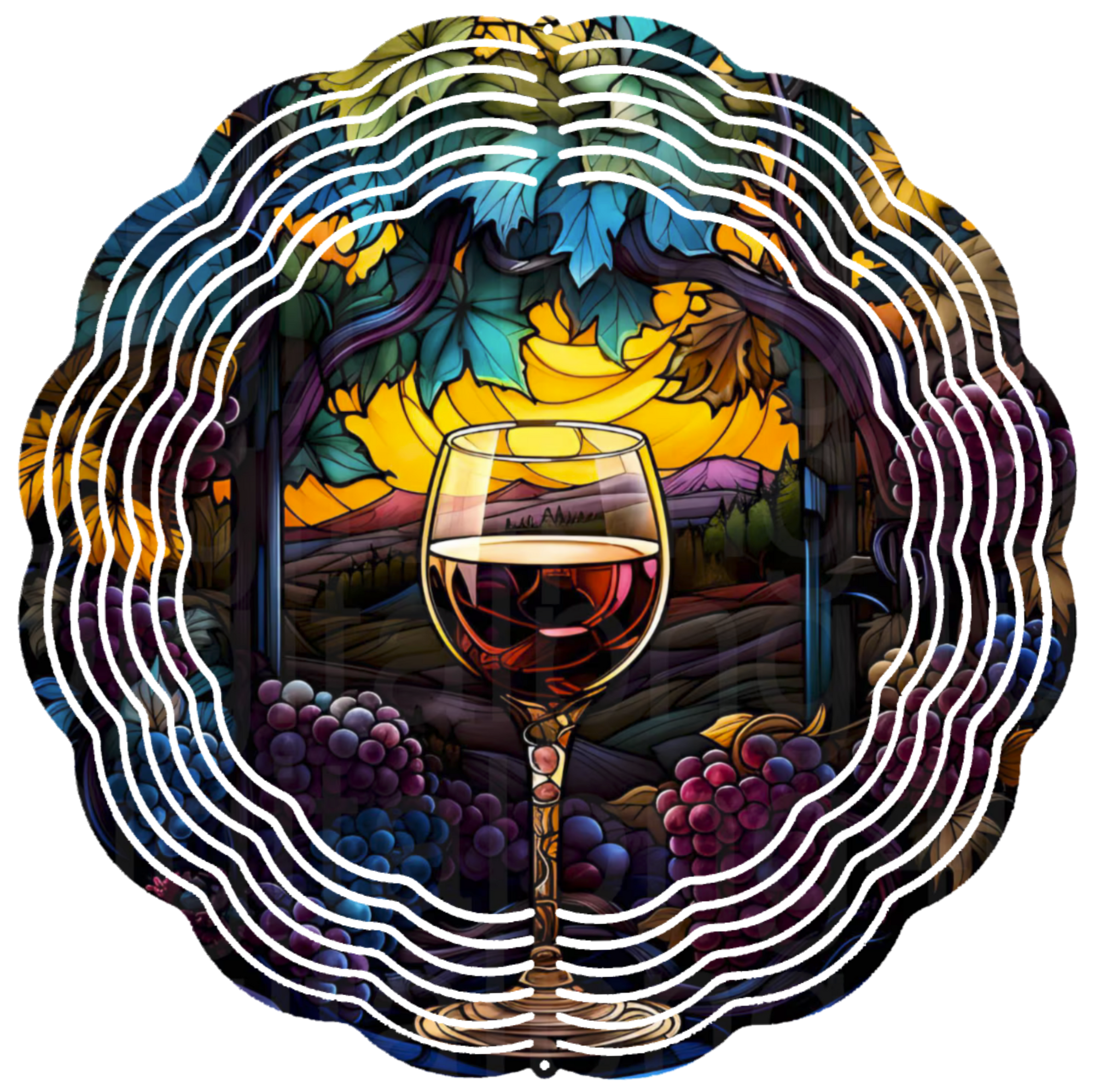 stained glass wine glass wind spinner