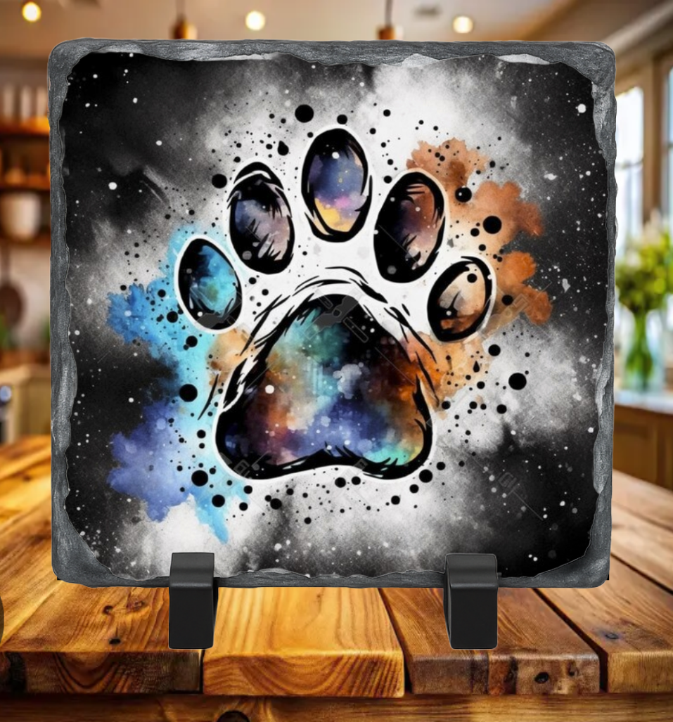 cosmic paw print photo slate