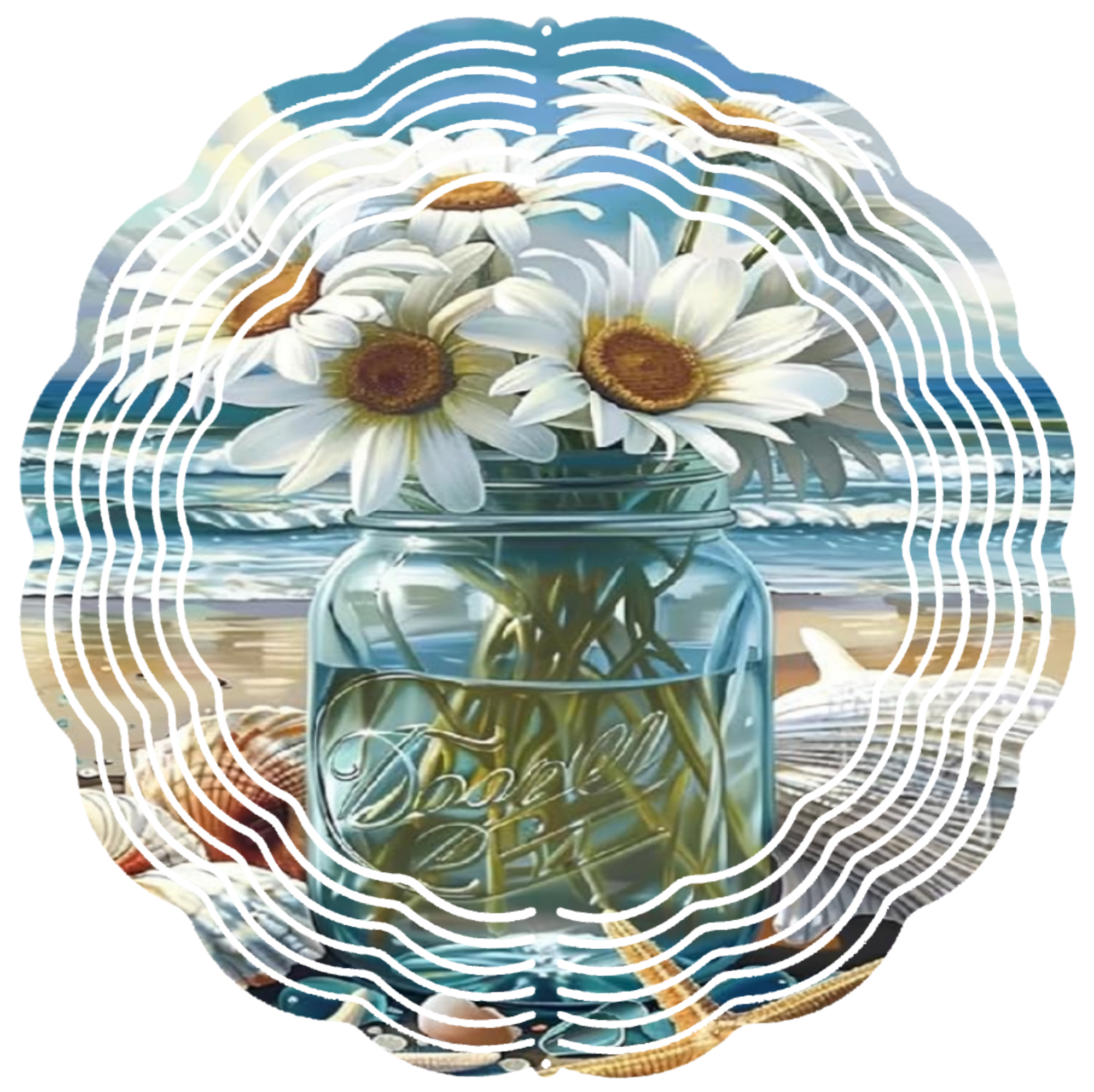 beach flowers wind spinner