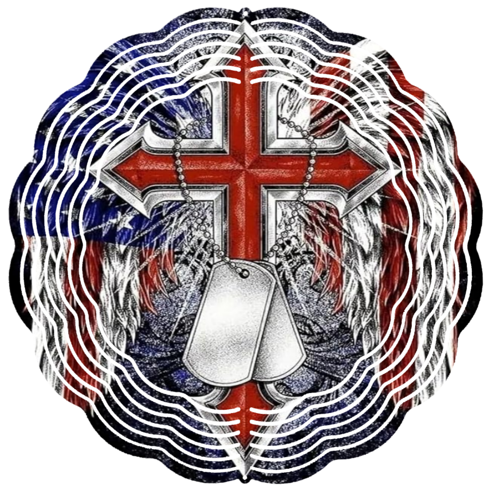 patriotic dog tags wind spinner