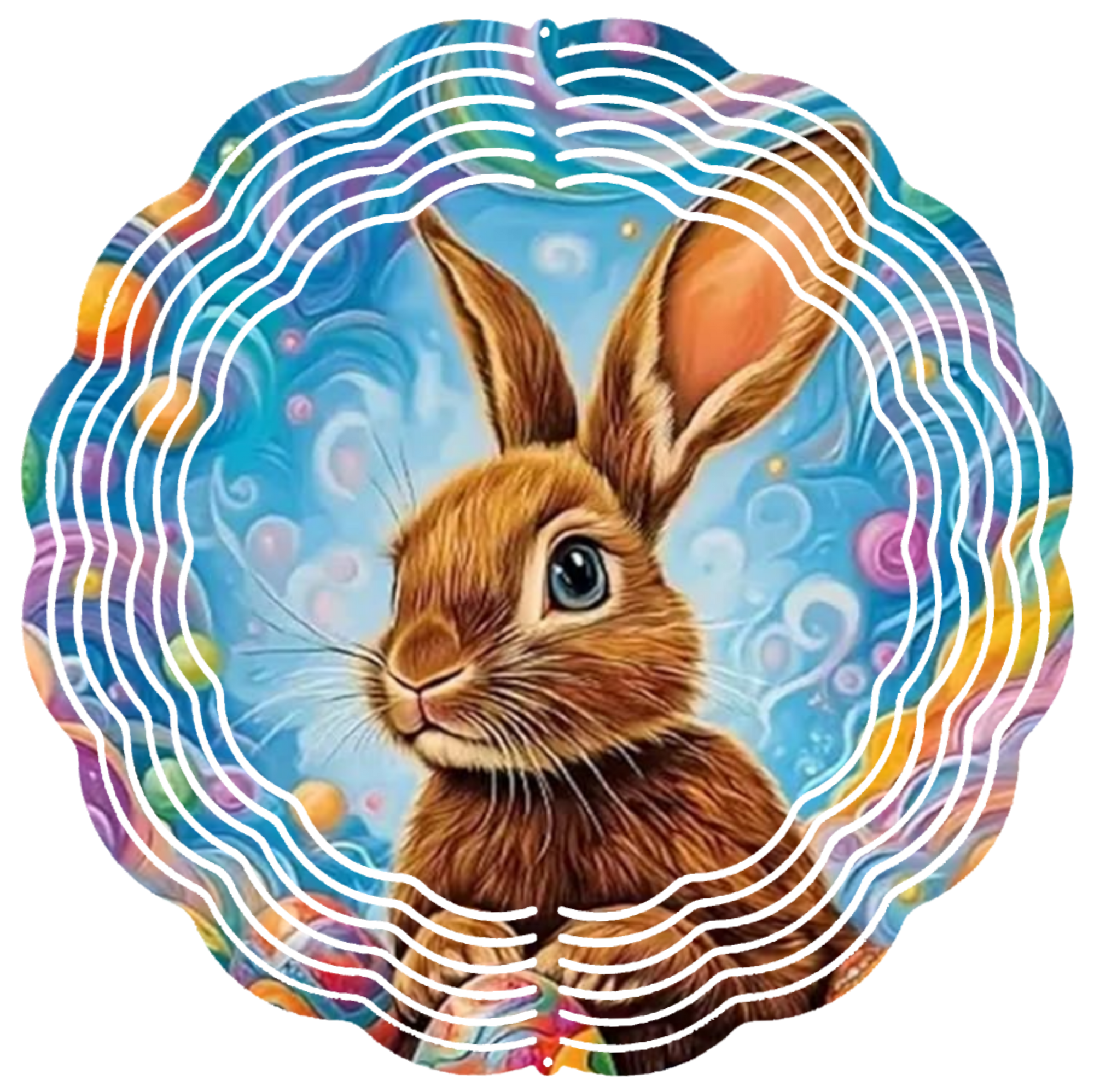 easter bunny with eggs wind spinner