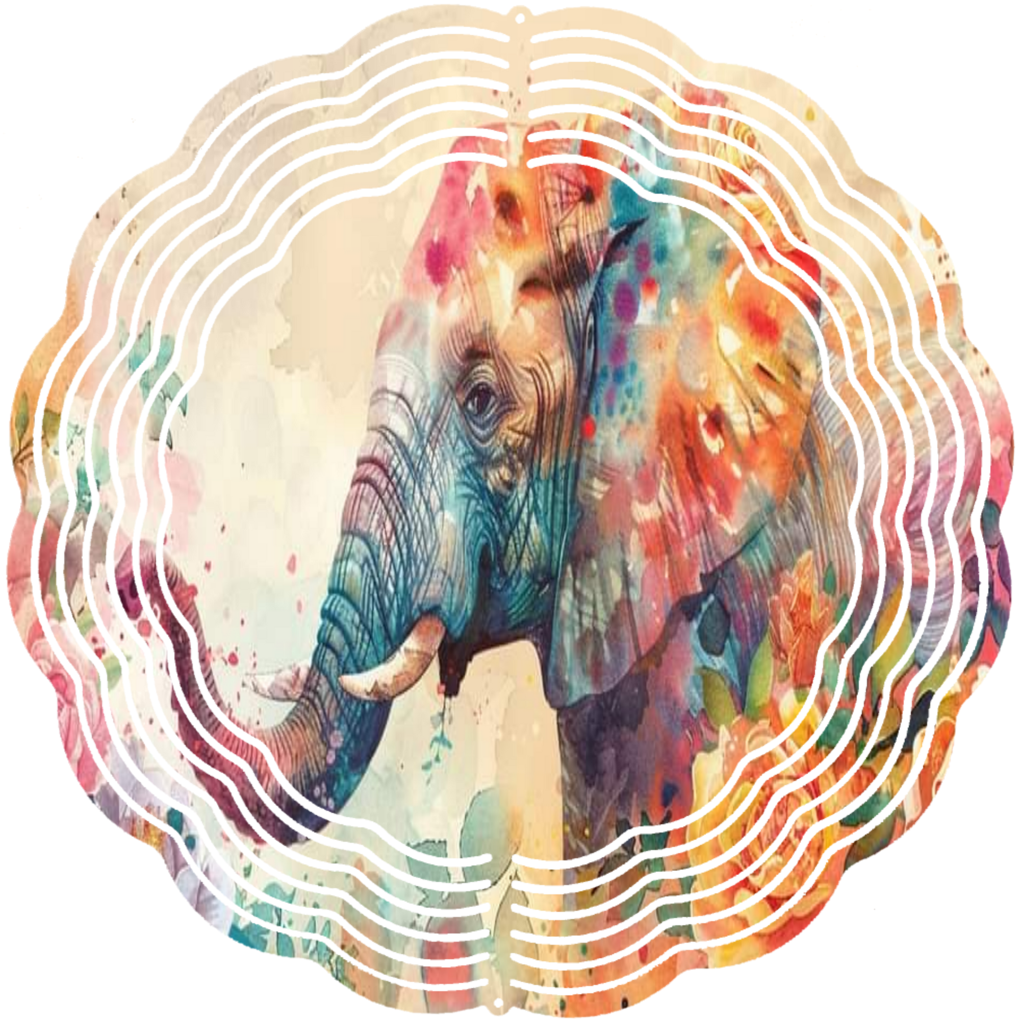 elephant in watercolor wind spinner