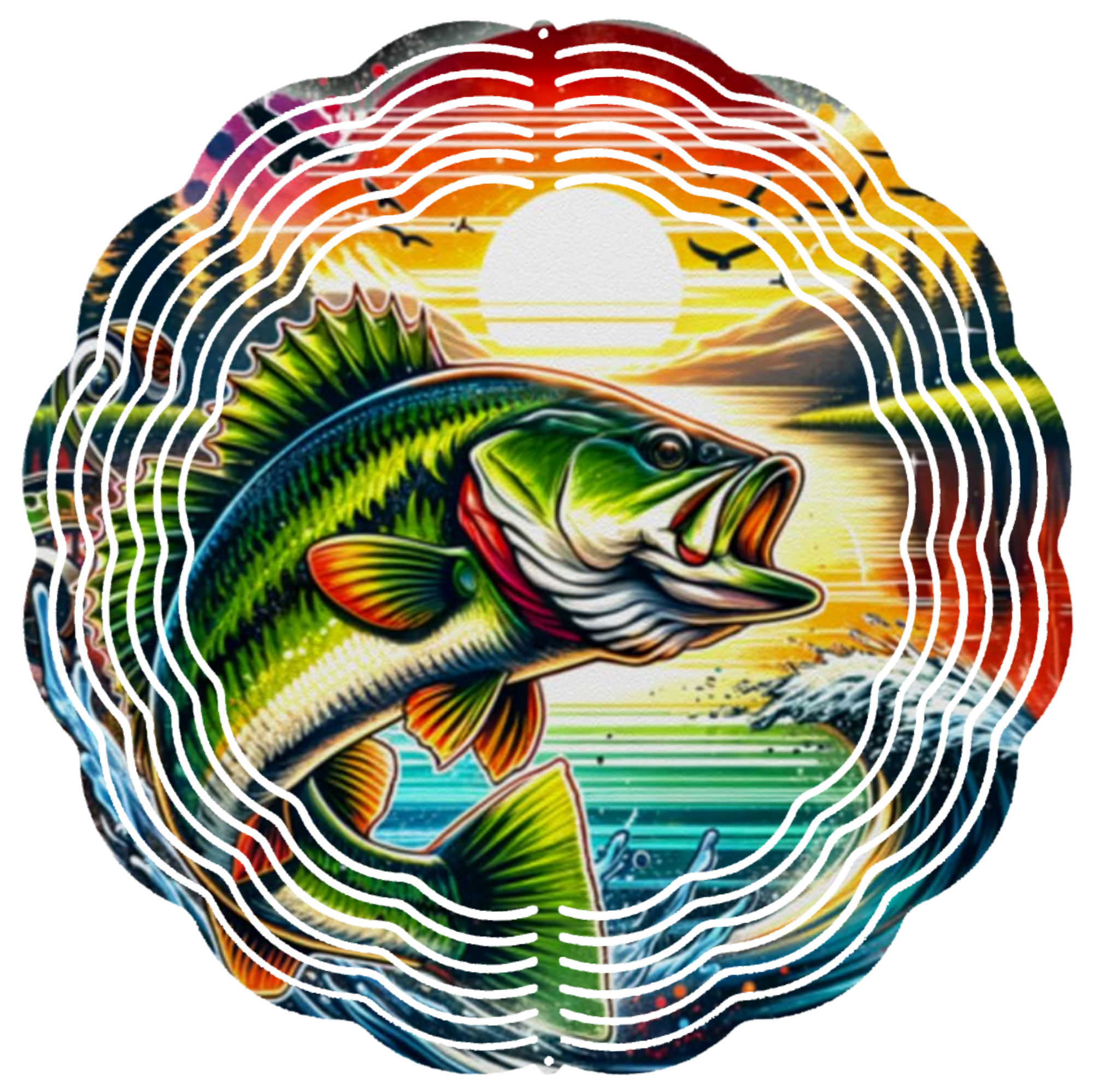 fish in sunset wind spinner