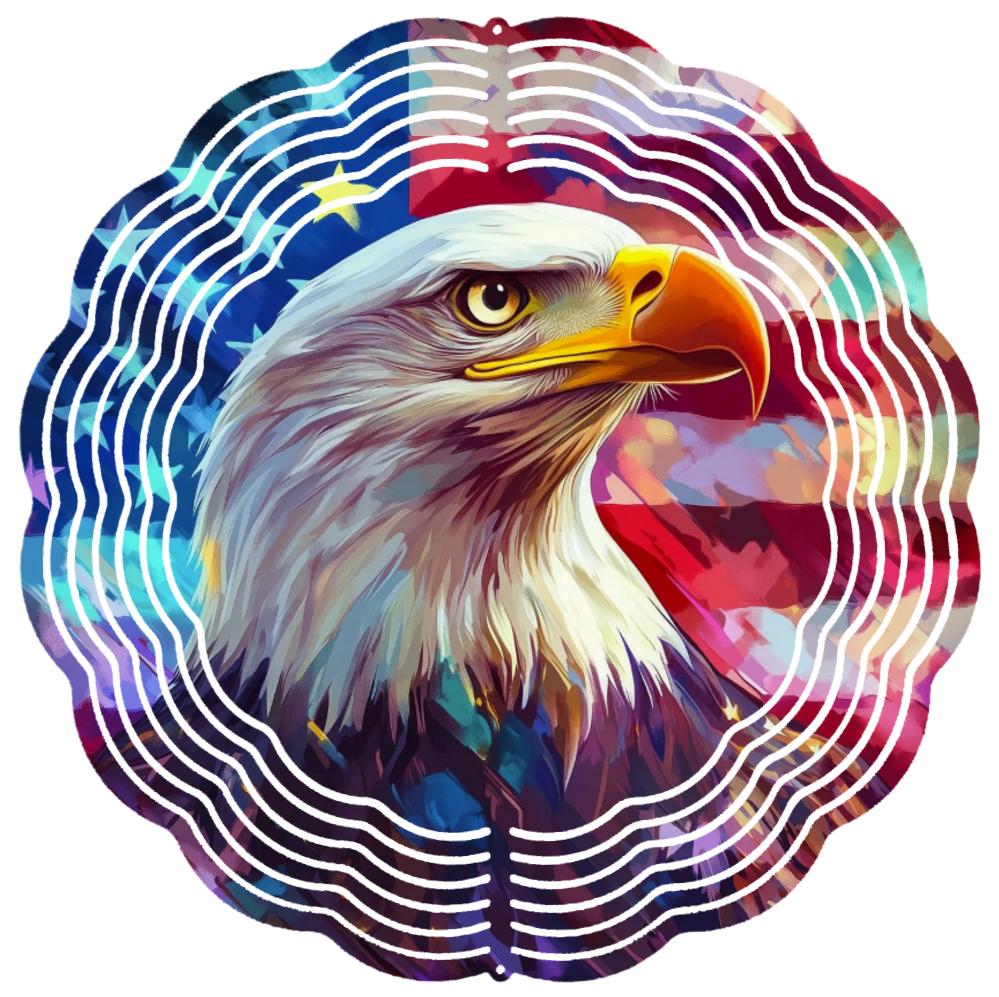 bald eagle with flag wind spinner