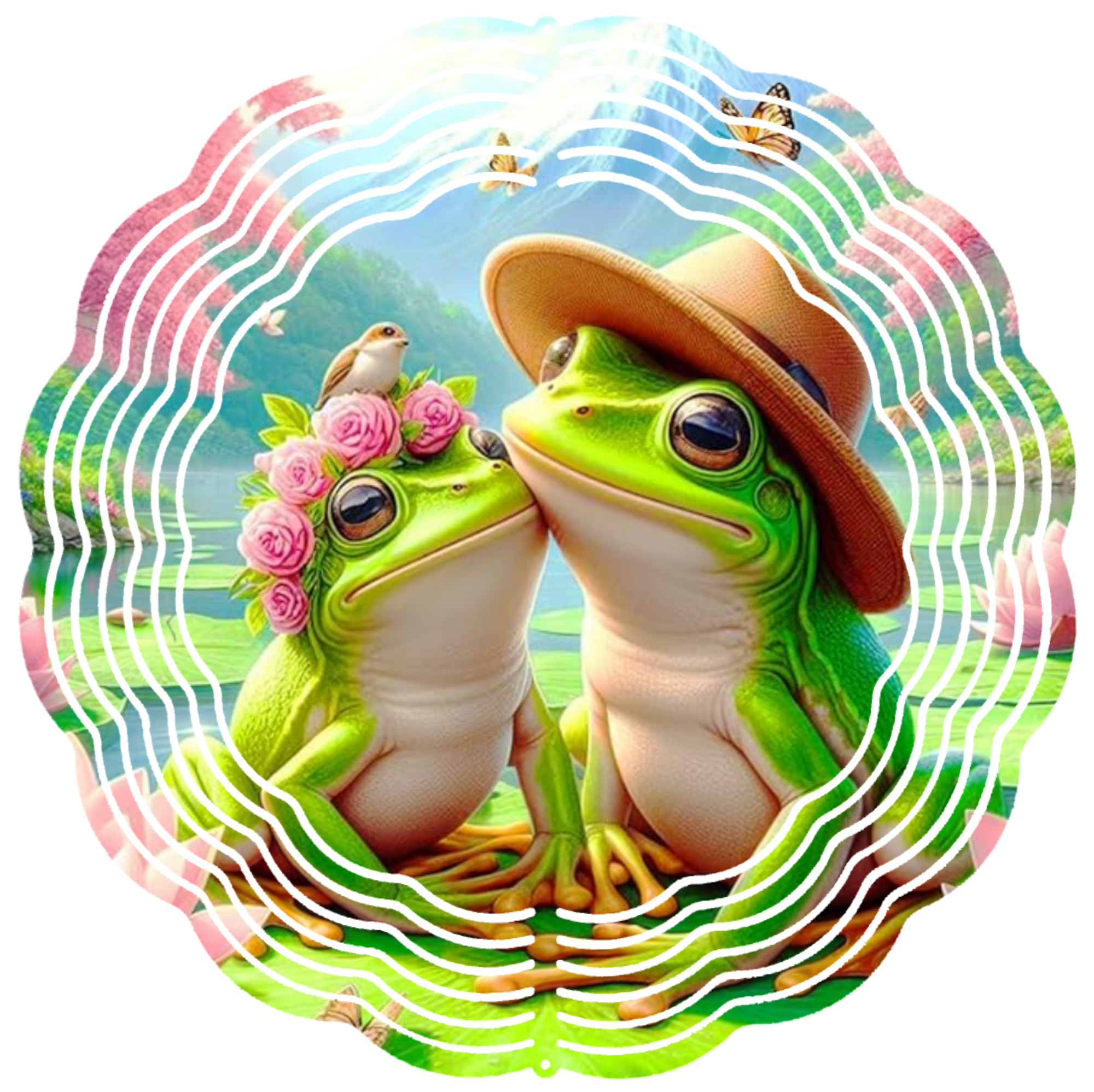 frog couple wind spinner