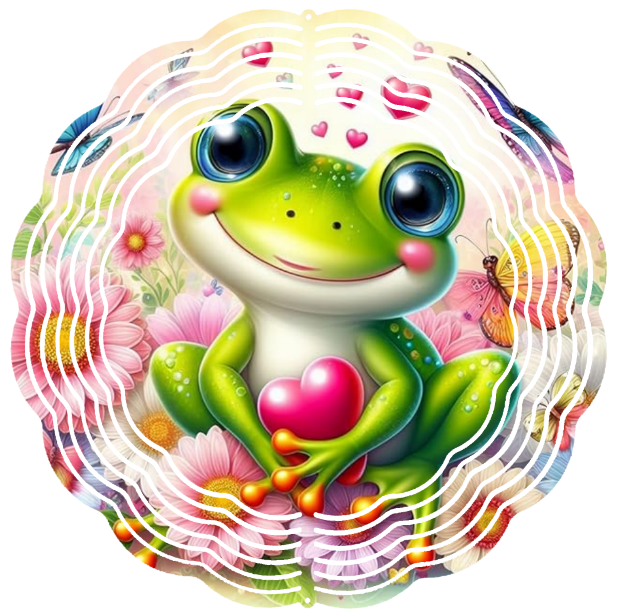 happy frog with heart wind spinner