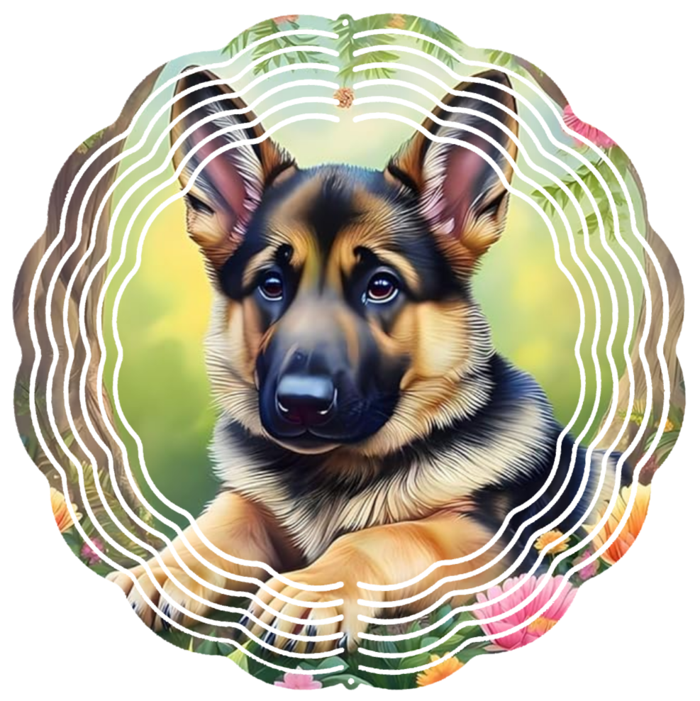 german shepherd puppy wind spinner