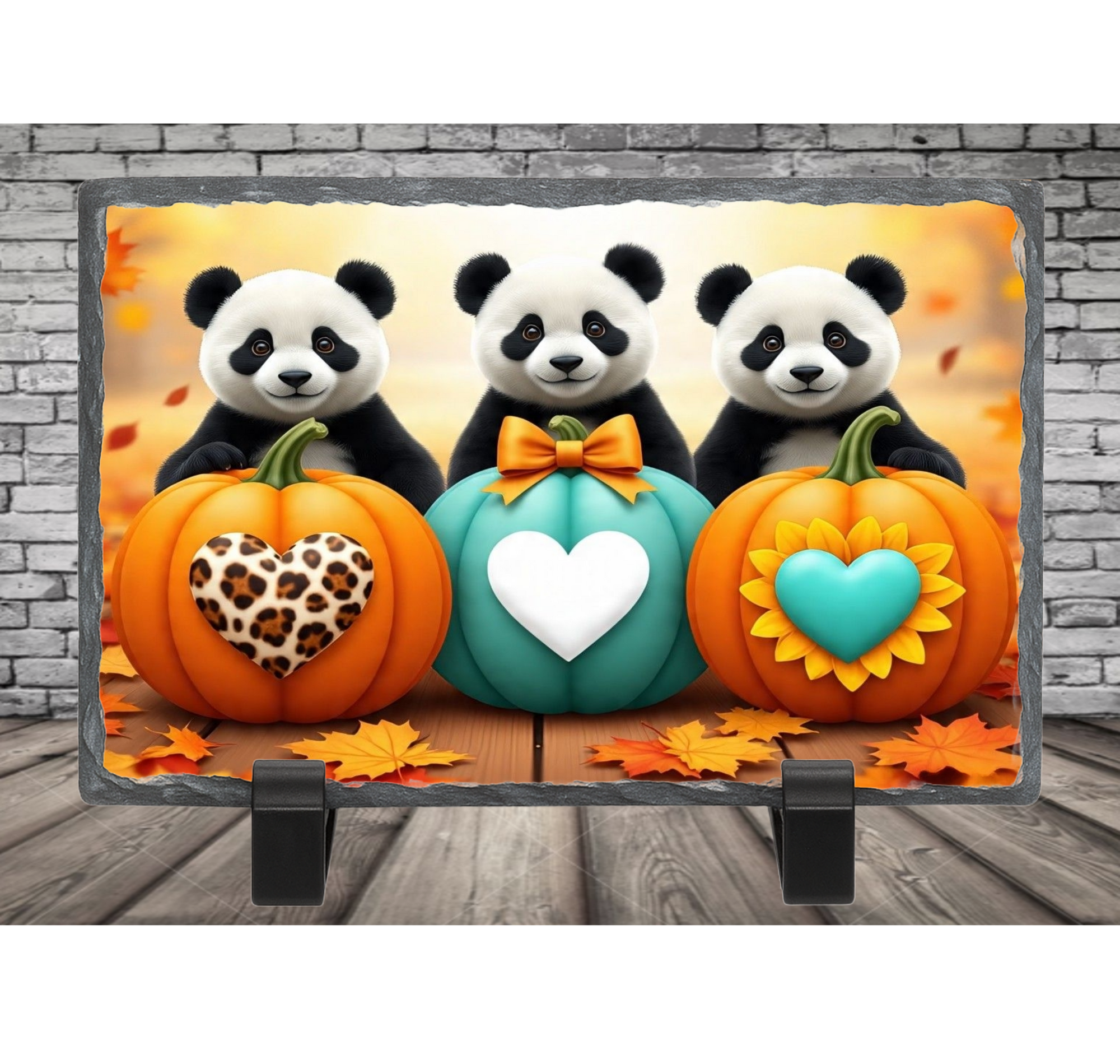 halloween panda bears photo slate