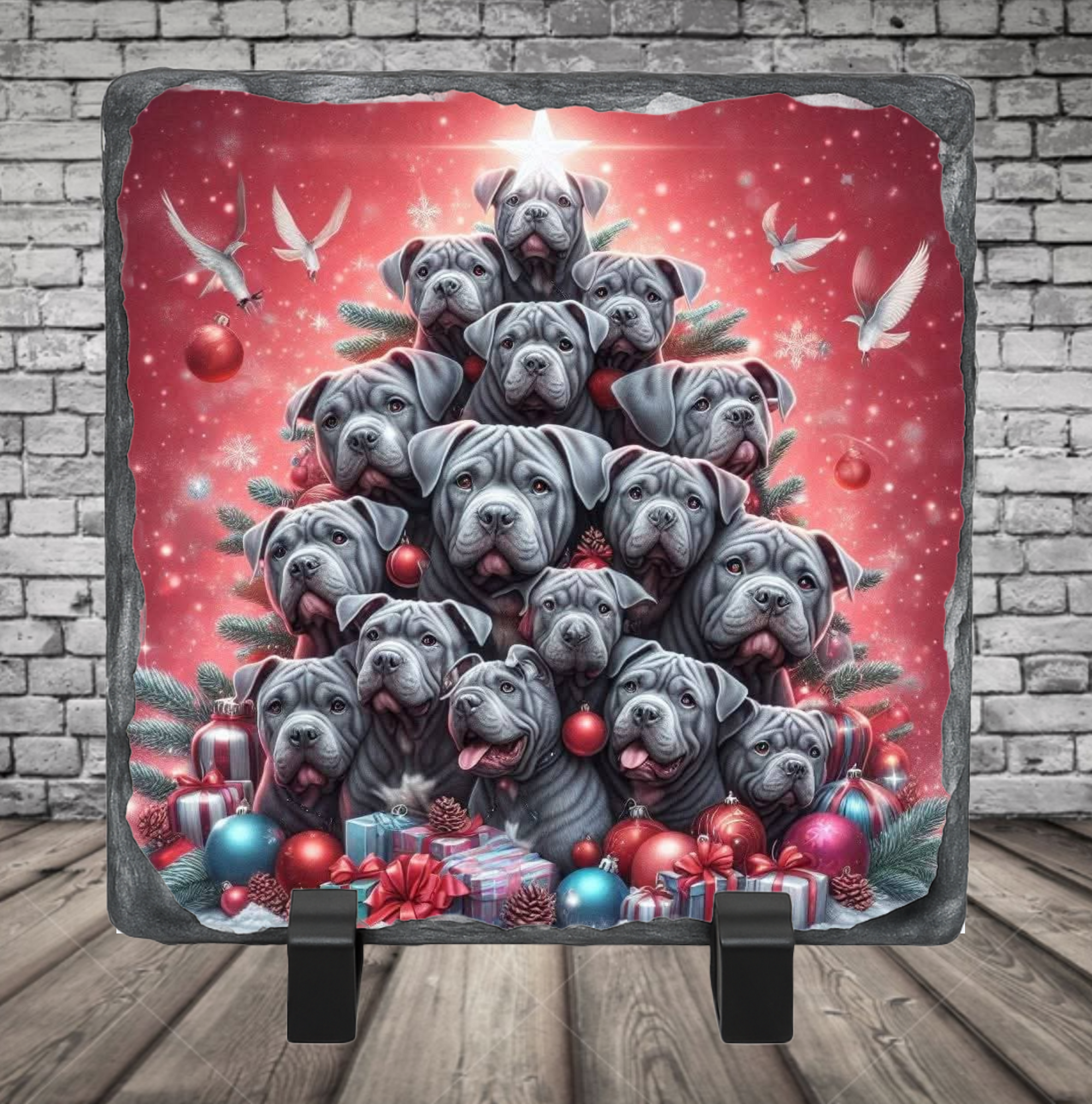 dogs forming a tree 4 photo slate
