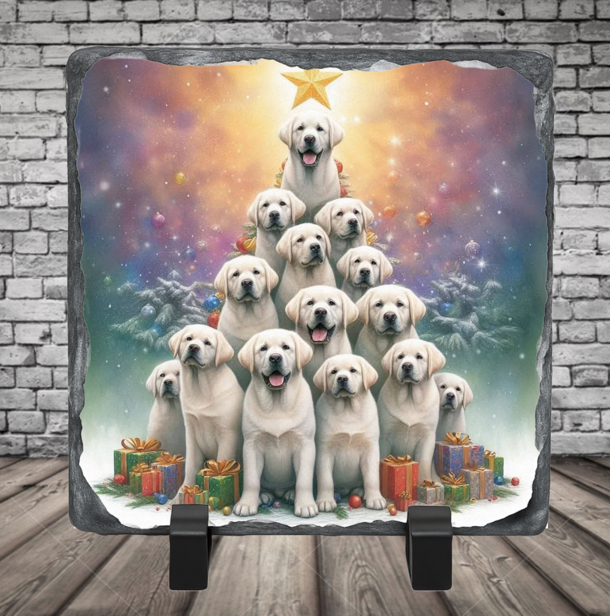 yellow lab tree photo slate