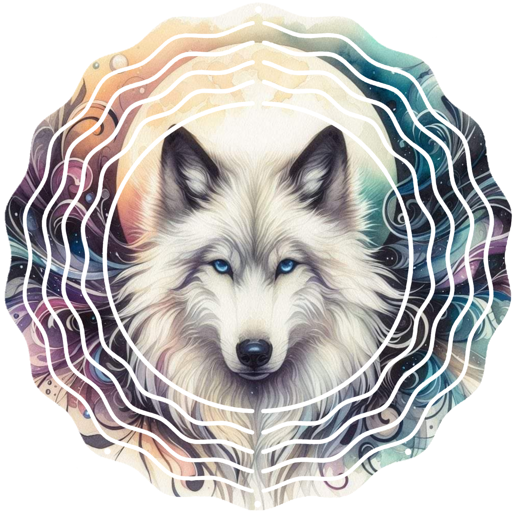 Beautiful Tundra Wolf Wind Spinner
