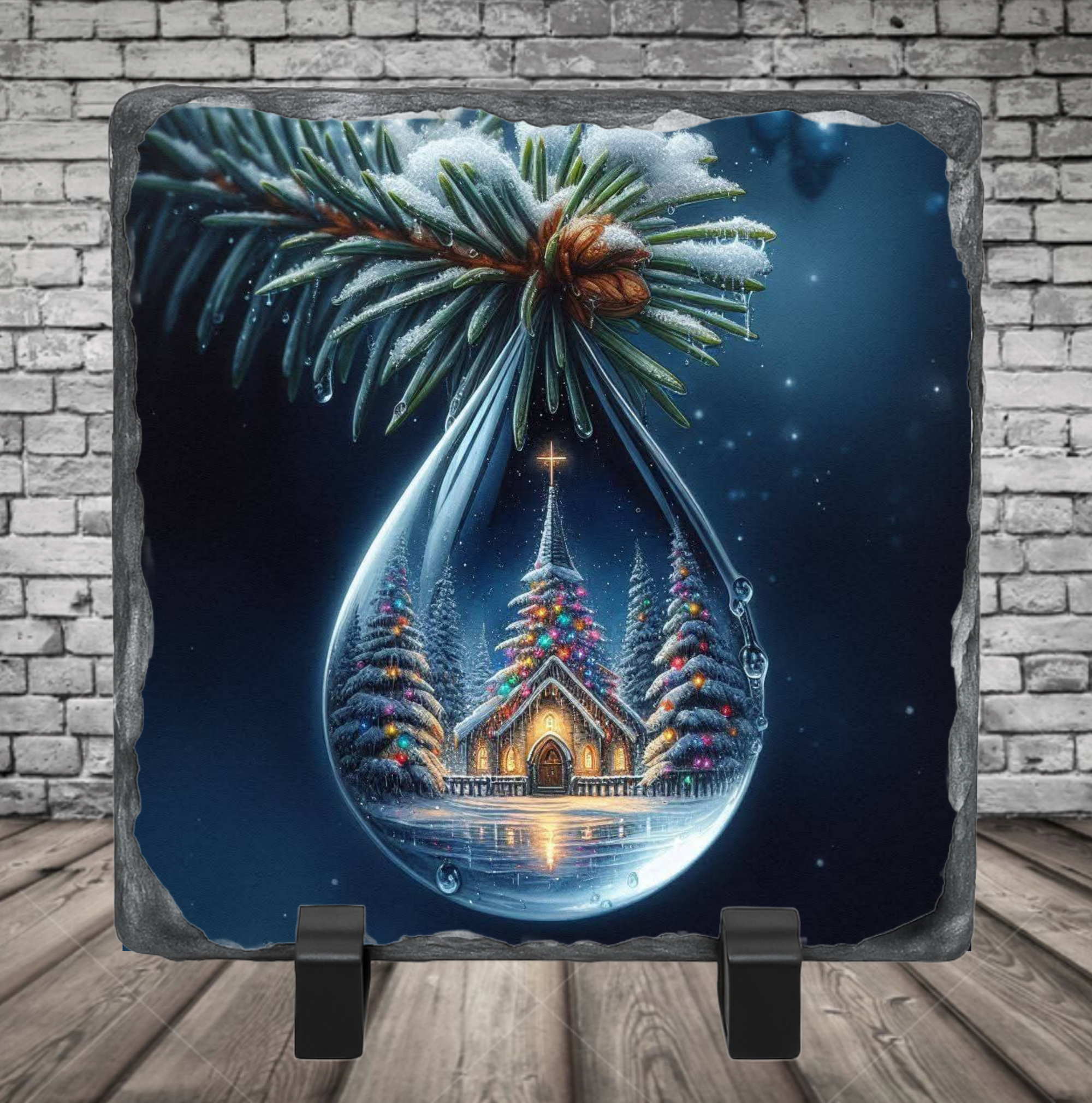 christmas water droplet photo slate